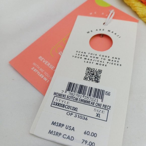 Maaji Women's Standard Bikini Bottoms, Saturn Yellow Journey XL Yellow NWT - Picture 5 of 9